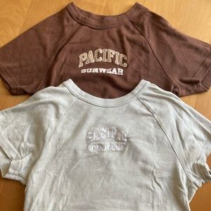 Pacsun cropped tops | Pacific Sunwear pair of tops | Seafoam grey and brown |